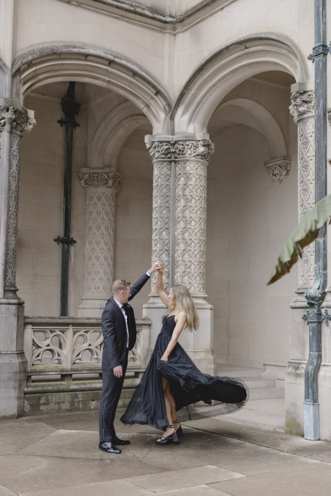 Biltmore engagement session with black tulle dress. Engagement session photography at the Biltmore