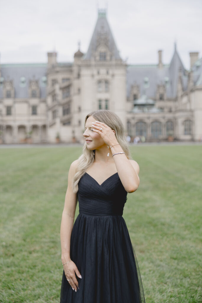 Biltmore engagement session with black tulle dress. Biltmore engagement photographer