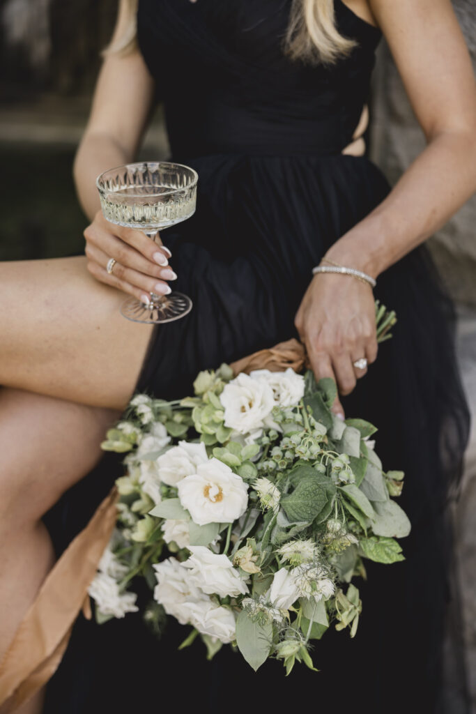 Engagement photos at the Biltmore with a champagne toast