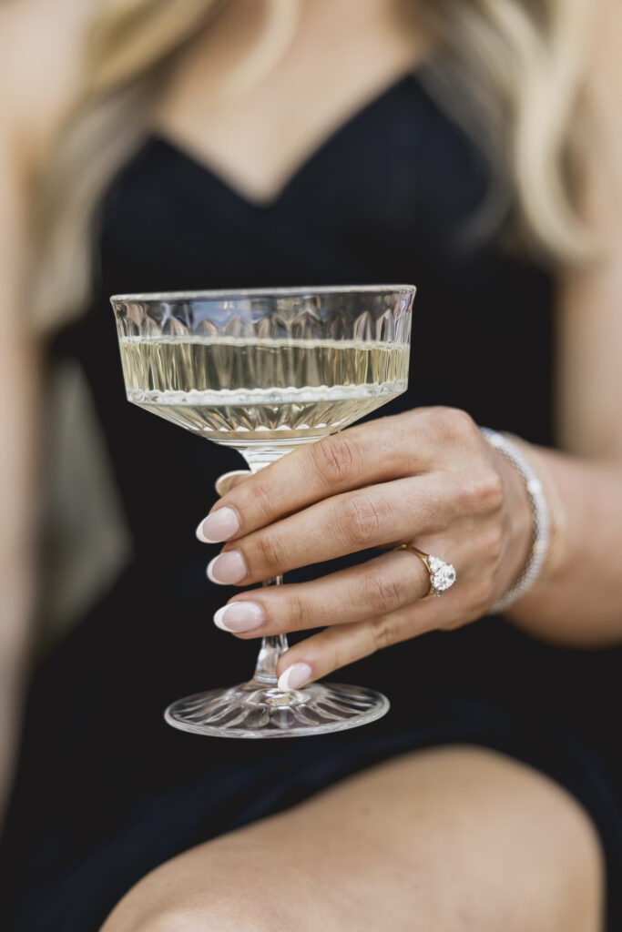 Engagement photos at the Biltmore with a champagne toast