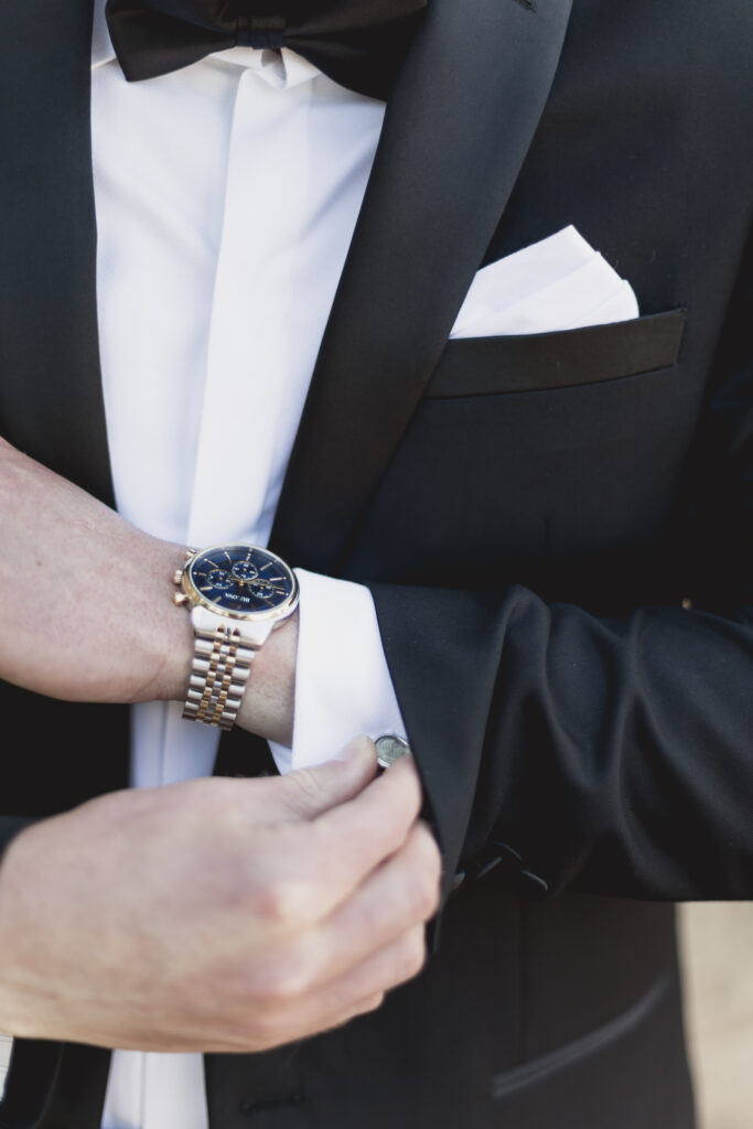 Biltmore engagement session with black tux and bowtie