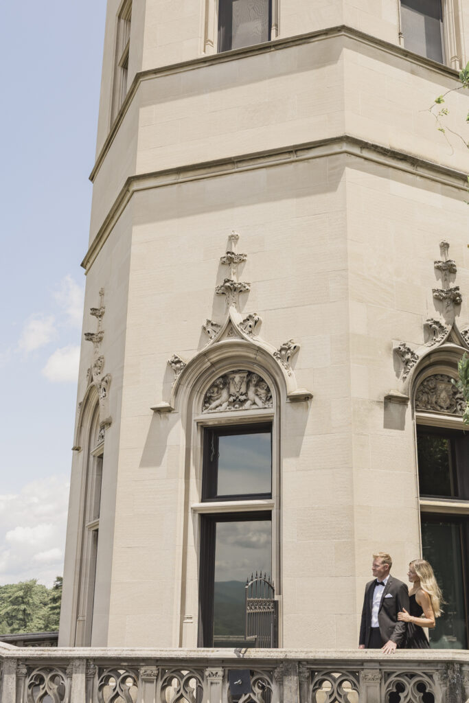Biltmore engagement session with black tulle dress