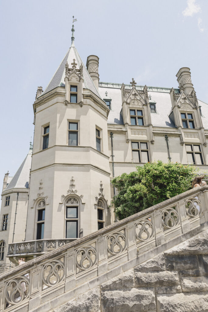 Biltmore engagement session with black tulle dress